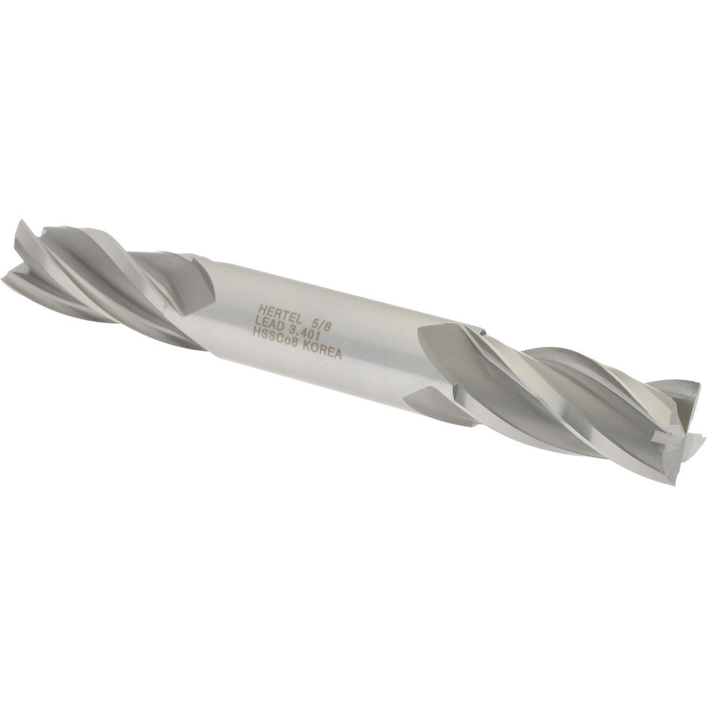 Hertel E2053040 Square End Mill 5/8'' Dia, 1-3/8'' LOC, 5/8'' Shank Dia, 5'' OAL, 4 Flutes, Cobalt