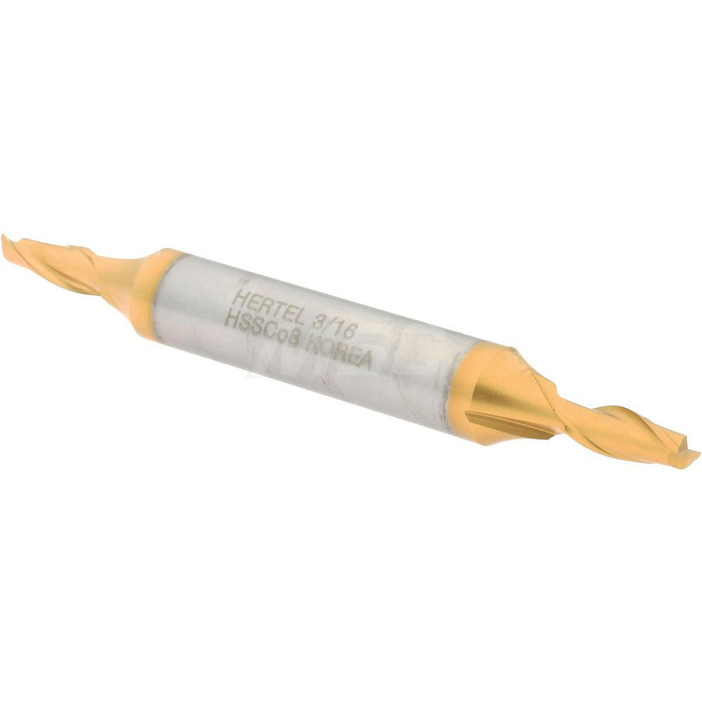 Hertel E4050012 Square End Mill 3/16'' Dia, 7/16'' LOC, 3/8'' Shank Dia, 3-1/8'' OAL, 2 Flutes, Cobalt