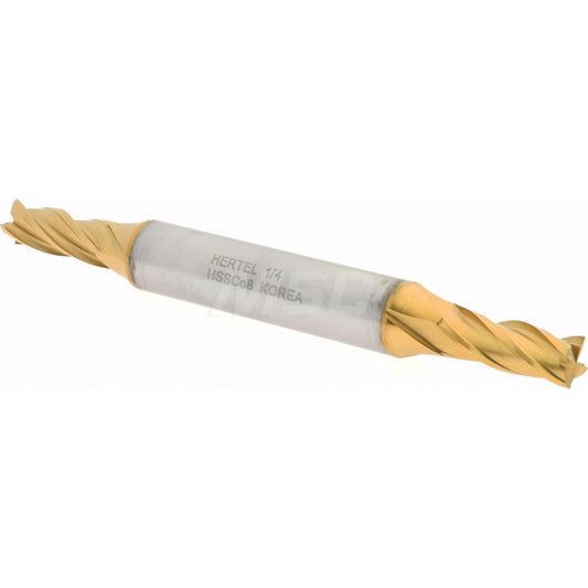 Hertel E4053016 Square End Mill 1/4'' Dia, 5/8'' LOC, 3/8'' Shank Dia, 3-3/8'' OAL, 4 Flutes, Cobalt
