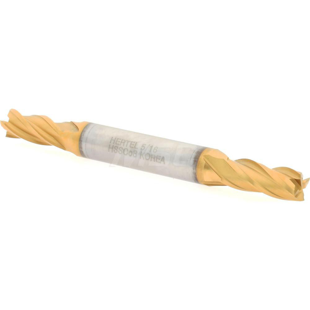 Hertel E4053020 Square End Mill 5/16'' Dia, 3/4'' LOC, 3/8'' Shank Dia, 3-1/2'' OAL, 4 Flutes, Cobalt