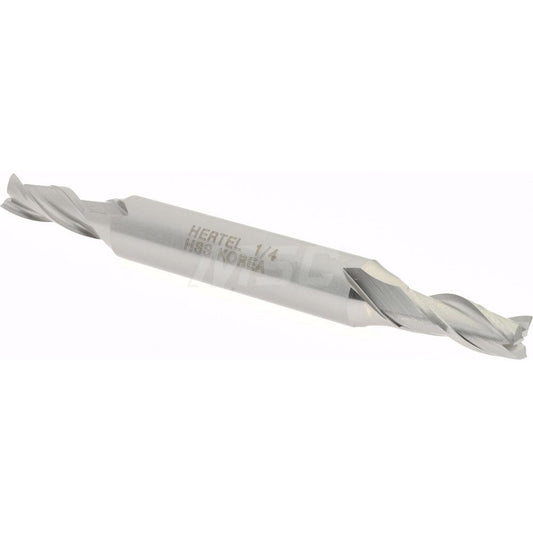 Hertel E1052016 Square End Mill 1/4'' Dia, 5/8'' LOC, 3/8'' Shank Dia, 3-3/8'' OAL, 3 Flutes, High Speed Steel