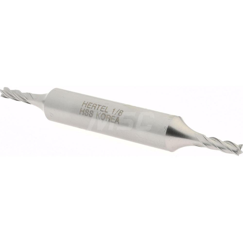 Hertel E1053008 Square End Mill 1/8'' Dia, 3/8'' LOC, 3/8'' Shank Dia, 3-1/16'' OAL, 4 Flutes, High Speed Steel