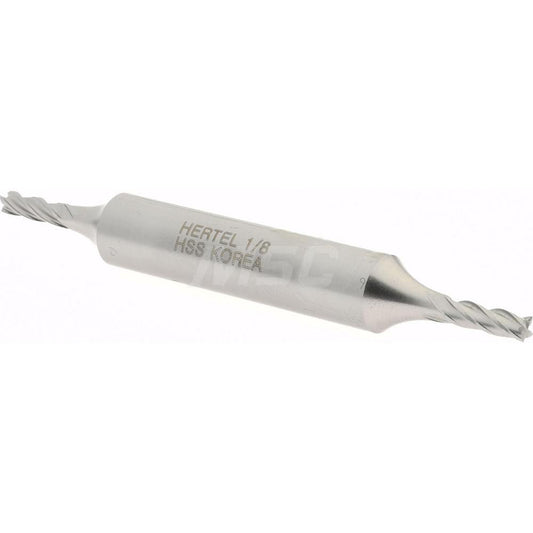 Hertel E1053008 Square End Mill 1/8'' Dia, 3/8'' LOC, 3/8'' Shank Dia, 3-1/16'' OAL, 4 Flutes, High Speed Steel