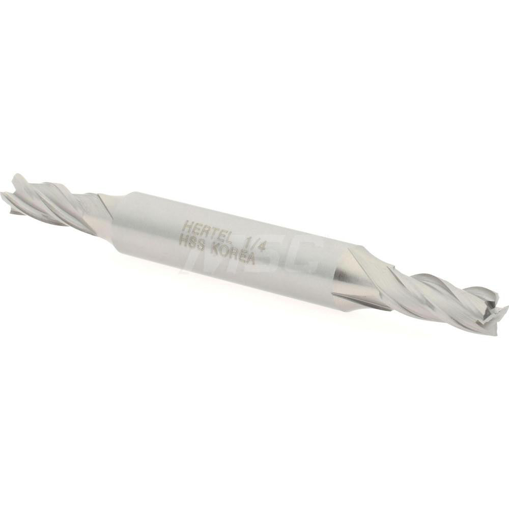 Hertel E1053016 Square End Mill 1/4'' Dia, 5/8'' LOC, 3/8'' Shank Dia, 3-3/8'' OAL, 4 Flutes, High Speed Steel