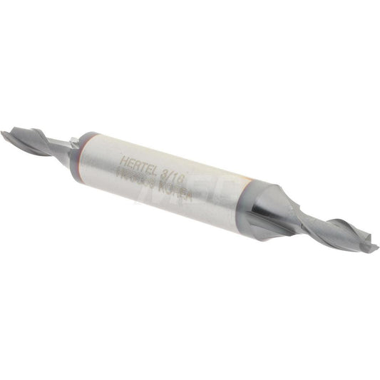 Hertel E7050012 Square End Mill 3/16'' Dia, 7/16'' LOC, 3/8'' Shank Dia, 3-1/8'' OAL, 2 Flutes, Cobalt
