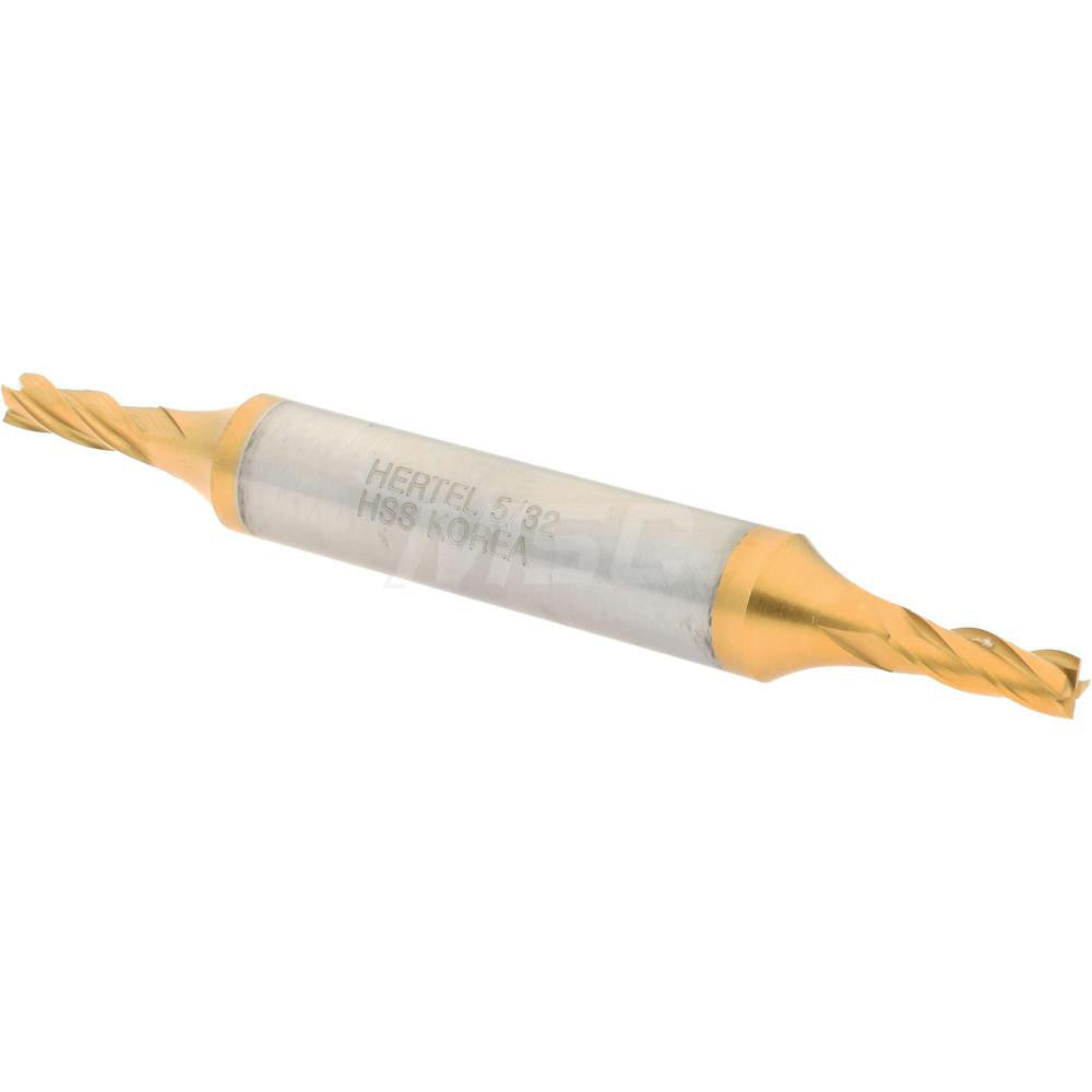 Hertel E8053010 Square End Mill 5/32'' Dia, 7/16'' LOC, 3/8'' Shank Dia, 3-1/8'' OAL, 4 Flutes, High Speed Steel