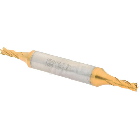 Hertel E8053010 Square End Mill 5/32'' Dia, 7/16'' LOC, 3/8'' Shank Dia, 3-1/8'' OAL, 4 Flutes, High Speed Steel