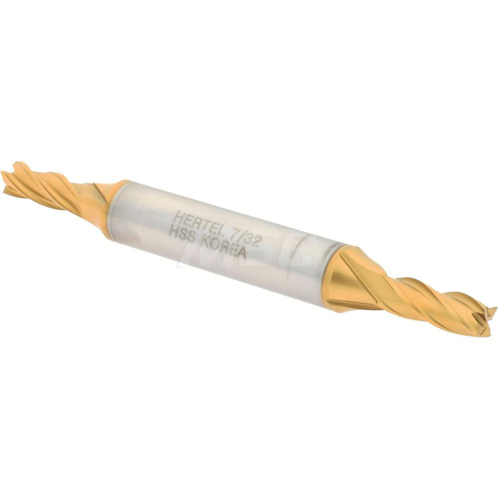 Hertel E8053014 Square End Mill 7/32'' Dia, 9/16'' LOC, 3/8'' Shank Dia, 3-1/4'' OAL, 4 Flutes, High Speed Steel