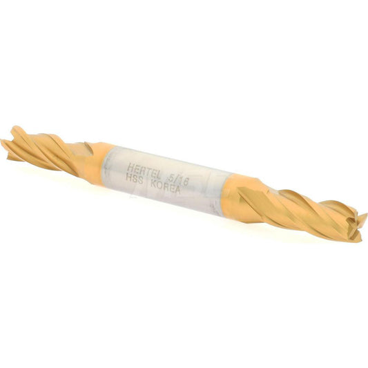 Hertel E8053020 Square End Mill 5/16'' Dia, 3/4'' LOC, 3/8'' Shank Dia, 3-1/2'' OAL, 4 Flutes, High Speed Steel