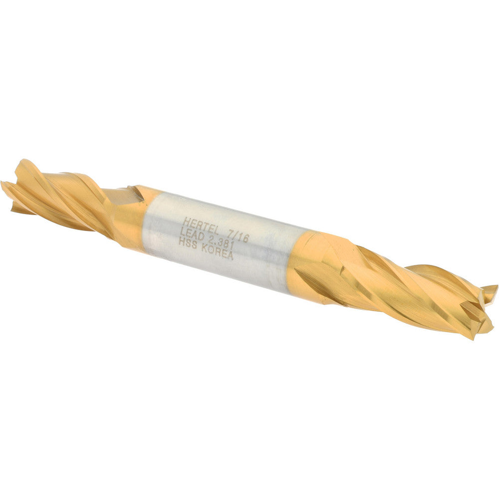 Hertel E8053028 Square End Mill 7/16'' Dia, 1'' LOC, 1/2'' Shank Dia, 4-1/8'' OAL, 4 Flutes, High Speed Steel