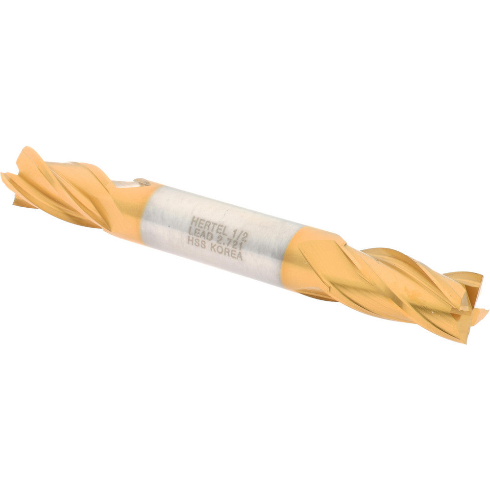 Hertel E8053032 Square End Mill 1/2'' Dia, 1'' LOC, 1/2'' Shank Dia, 4-1/8'' OAL, 4 Flutes, High Speed Steel