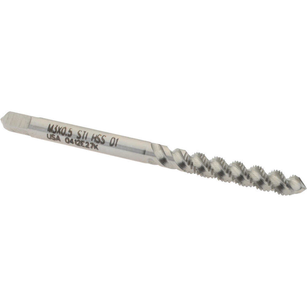 Hertel K007352AS M3x0.50 Metric Coarse/EGM, 3 Flute, 52&deg Helix, Plug Chamfer, Bright Finish, High Speed Steel Spiral Flute STI Tap