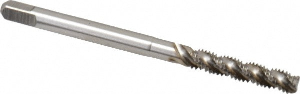 Hertel K007304AS #4-40 UNC, 3 Flute, 52&deg Helix, Bottoming Chamfer, Bright Finish, High Speed Steel Spiral Flute STI Tap