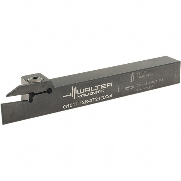 Walter 5622796 Indexable Grooving-Cutoff Toolholder G1011.12R-3T21GX24, 3 to 3.18 mm Groove Width, 21.01 mm Max Depth of Cut, Right Hand