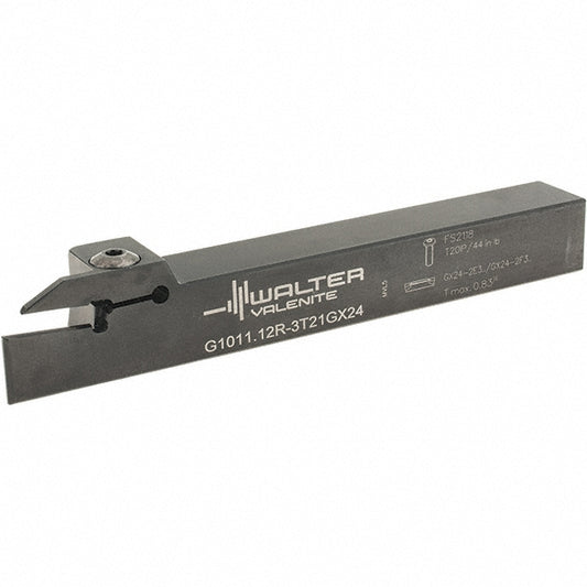Walter 5622796 Indexable Grooving-Cutoff Toolholder G1011.12R-3T21GX24, 3 to 3.18 mm Groove Width, 21.01 mm Max Depth of Cut, Right Hand