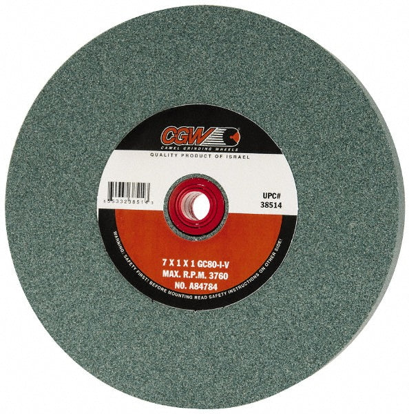 CGW Abrasives 38514 Bench & Pedestal Grinding Wheel 7" Dia, 1" Thick, 1" Hole Dia, Silicon Carbide