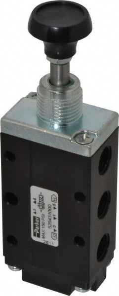 Parker 520431000 Mechanically Operated Valve 4-Way & 2-Position, Button-Manual Return Actuator, 1/4" Inlet, 1/4" Outlet, 2 Position