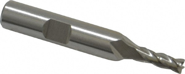Cleveland C41245 Square End Mill 3/16'' Dia, 1/2'' LOC, 3/8'' Shank Dia, 2-3/8'' OAL, 4 Flutes, High Speed Steel