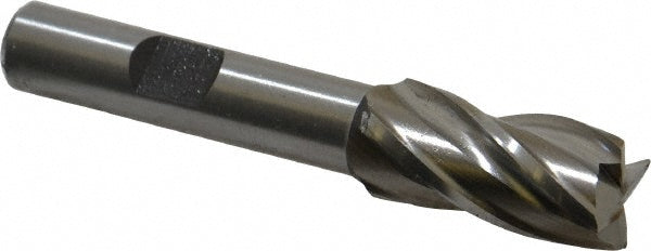 Cleveland C33160 Square End Mill 1/2'' Dia, 1'' LOC, 3/8'' Shank Dia, 2-11/16'' OAL, 4 Flutes, High Speed Steel