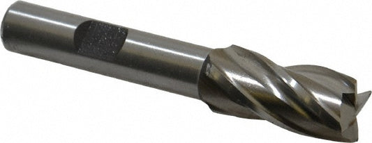 Cleveland C33160 Square End Mill 1/2'' Dia, 1'' LOC, 3/8'' Shank Dia, 2-11/16'' OAL, 4 Flutes, High Speed Steel