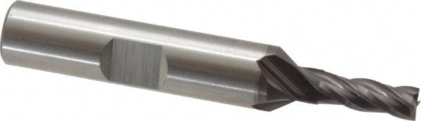 Cleveland C33244 Square End Mill 3/16'' Dia, 1/2'' LOC, 3/8'' Shank Dia, 2-3/8'' OAL, 4 Flutes, High Speed Steel