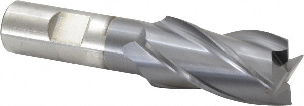 Cleveland C33288 Square End Mill 1'' Dia, 1-7/8'' LOC, 3/4'' Shank Dia, 4-1/8'' OAL, 4 Flutes, High Speed Steel