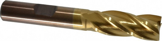 Cleveland C33203 Square End Mill 7/16'' Dia, 1'' LOC, 3/8'' Shank Dia, 2-11/16'' OAL, 4 Flutes, High Speed Steel