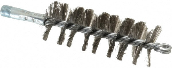 Schaefer Brush 43542 Double Stem & Double/Single Spiral Tube Brush 1-3/4" Dia, 7-1/4" OAL, Stainless Steel Bristles