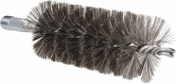 Schaefer Brush 43545 Double Stem & Double/Single Spiral Tube Brush 2" Dia, 7-1/4" OAL, Stainless Steel Bristles