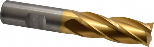 Cleveland C33212 Square End Mill 21/32'' Dia, 1-5/8'' LOC, 5/8'' Shank Dia, 3-3/4'' OAL, 4 Flutes, High Speed Steel