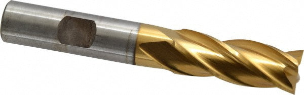 Cleveland C33208 Square End Mill 17/32'' Dia, 1-3/8'' LOC, 1/2'' Shank Dia, 3-3/8'' OAL, 4 Flutes, High Speed Steel