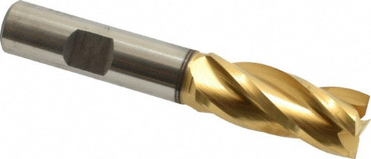 Cleveland C33210 Square End Mill 19/32'' Dia, 1-3/8'' LOC, 1/2'' Shank Dia, 3-3/8'' OAL, 4 Flutes, High Speed Steel