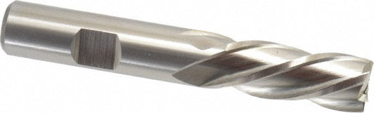 Cleveland C42306 Square End Mill 1/2'' Dia, 1-1/4'' LOC, 1/2'' Shank Dia, 3-1/4'' OAL, 4 Flutes, High Speed Steel