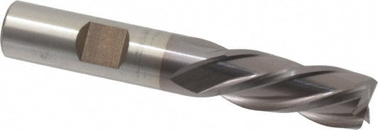 Cleveland C33623 Square End Mill 1/2'' Dia, 1-1/4'' LOC, 1/2'' Shank Dia, 3-1/4'' OAL, 4 Flutes, High Speed Steel