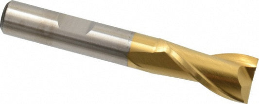 Cleveland C33772 Square End Mill 1/2'' Dia, 13/16'' LOC, 3/8'' Shank Dia, 2-11/16'' OAL, 2 Flutes, High Speed Steel