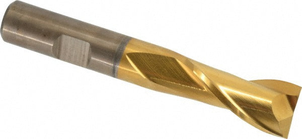 Cleveland C33779 Square End Mill 39/64'' Dia, 1-1/8'' LOC, 1/2'' Shank Dia, 3-3/8'' OAL, 2 Flutes, High Speed Steel