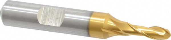 Cleveland C39011 Ball End Mill 0.1875" Dia, 0.5" LOC, 2 Flute, High Speed Steel
