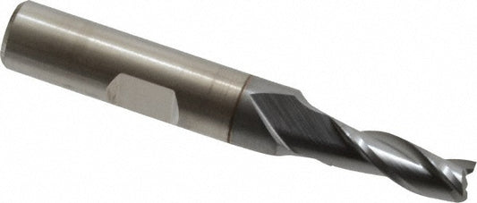 Cleveland C39704 Square End Mill 1/4'' Dia, 5/8'' LOC, 3/8'' Shank Dia, 2-7/16'' OAL, 3 Flutes, High Speed Steel