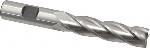 Cleveland C41338 Square End Mill 5/8'' Dia, 2-1/2'' LOC, 5/8'' Shank Dia, 4-5/8'' OAL, 4 Flutes, High Speed Steel