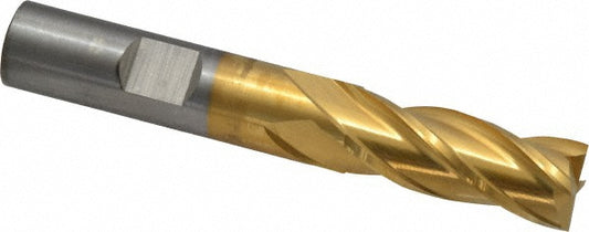 Cleveland C32597 Square End Mill 1/2'' Dia, 1-1/4'' LOC, 1/2'' Shank Dia, 3-1/4'' OAL, 4 Flutes, Cobalt