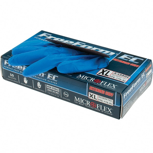 Ansell FFE-775-XL Series Microflex FreeForm Disposable Gloves Size X-Large, 4.7 mil, Uncoated-Coated Nitrile, Medical Grade, Unpowdered