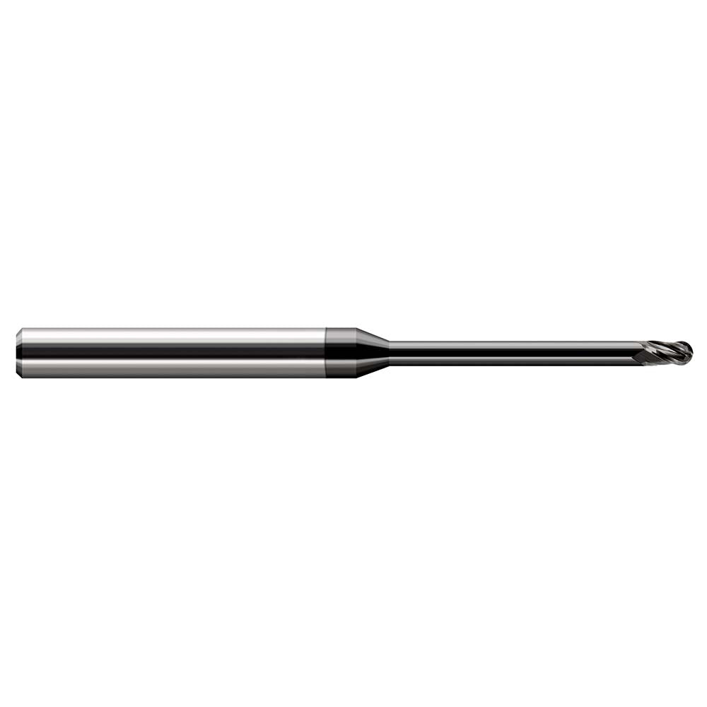 Harvey Tool 35610-C4 Ball End Mill 0.0100" Dia, 0.0150" LOC, 3 Flute, Solid Carbide