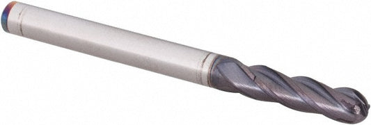 Guhring 9031650031700 Ball End Mill 1/8" Dia, 3/8" LOC, 4 Flute, Solid Carbide