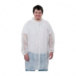 PRO-SAFE KM-LC0-WE-NW-LRG-WHITE Lab Coat 1.41 oz Material, Size Large, Polypropylene