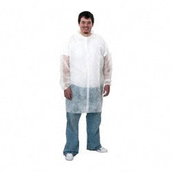 PRO-SAFE KM-LC0-WE-NW-XL-WHITE Lab Coat 1.41 oz Material, Size X-Large, Polypropylene