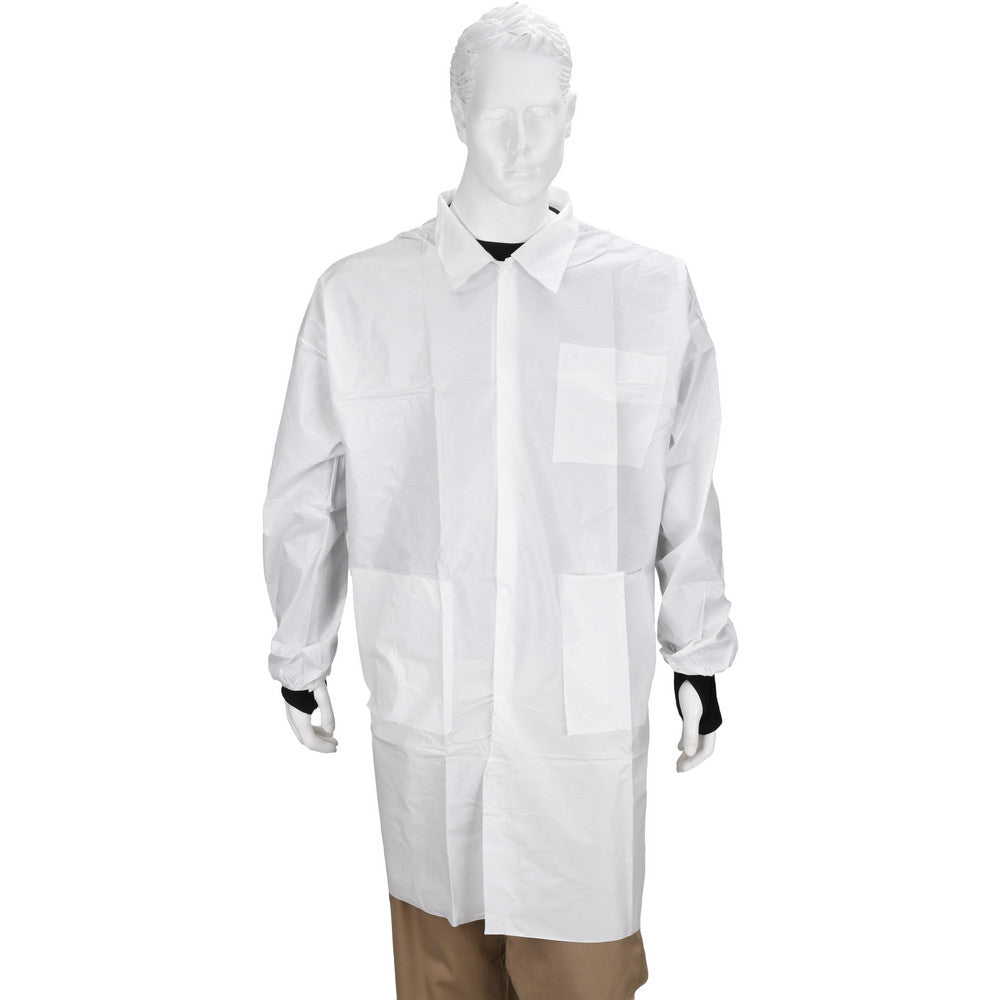 PRO-SAFE KM-LC3-WE-KG-XL Pack of (30) Size XL ISO Class 4 White Lab Coat with 3 Pockets