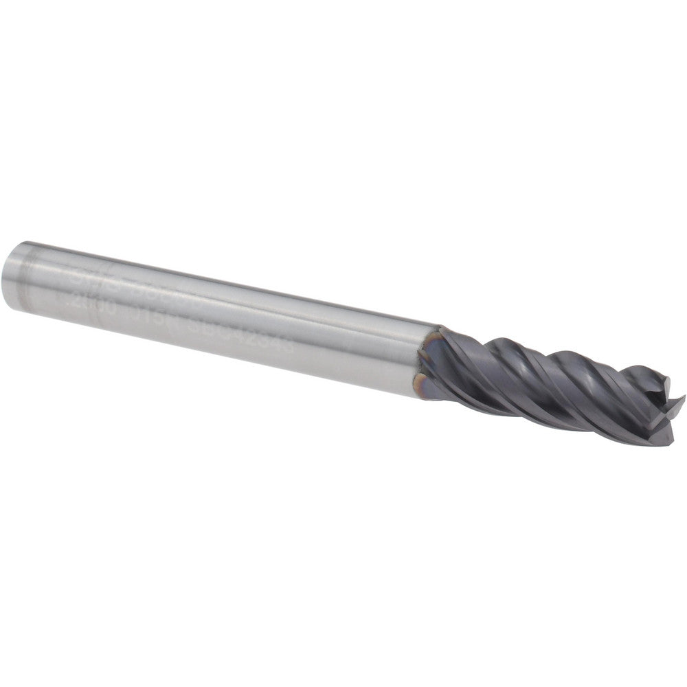 Kyocera SGS Precision Tools 36600 Corner Radius End Mill 1/4" Dia, 3/4" LOC, 0.0150" Radius, 4 Flute, Solid Carbide