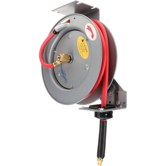 Pro-Source 2810032510PRO Hose Reel with Hose 3/8" ID Hose x 25', Spring Retractable