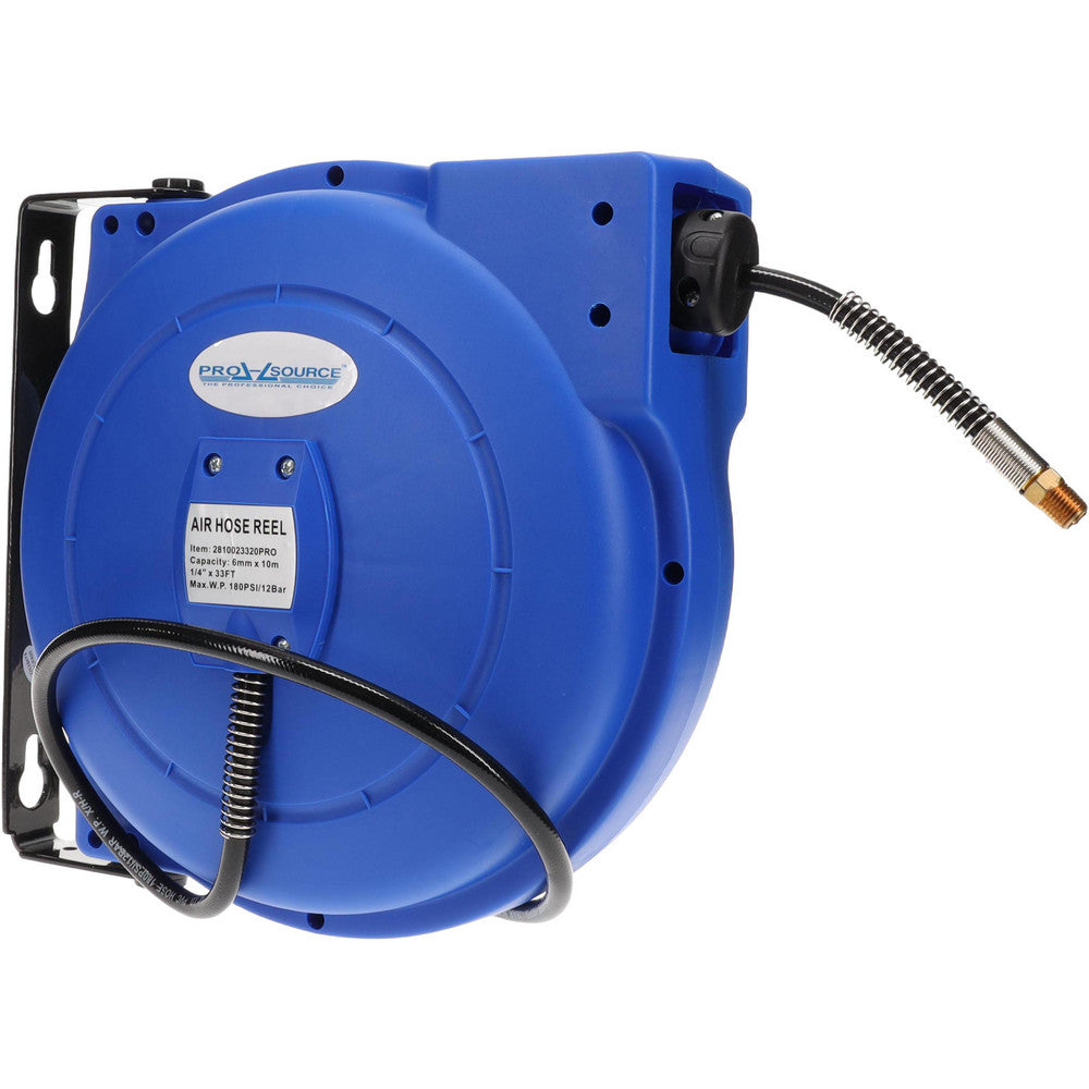 Pro-Source 2810023320PRO Hose Reel with Hose 1/4" ID Hose x 33', Spring Retractable