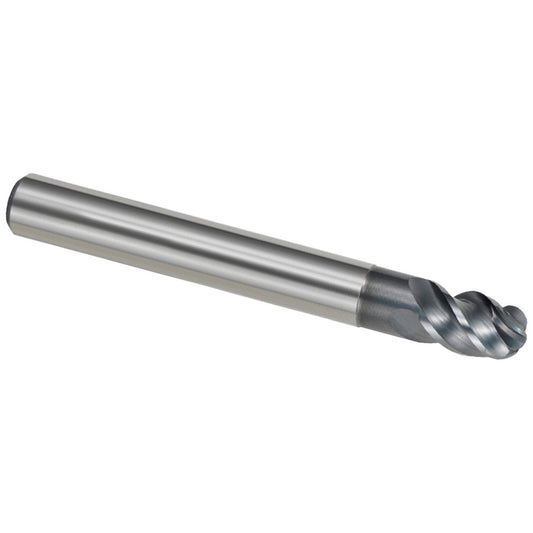 Mitsubishi 649459 Ball End Mills Mill Diameter (Decimal Inch) 0.2362  Mill Diameter (mm) 6.00  Number Of Flutes 4  End Mill Material Solid Carbide  Length of Cut (Decimal Inch) 0.3543  Length of Cut (mm) 9.00